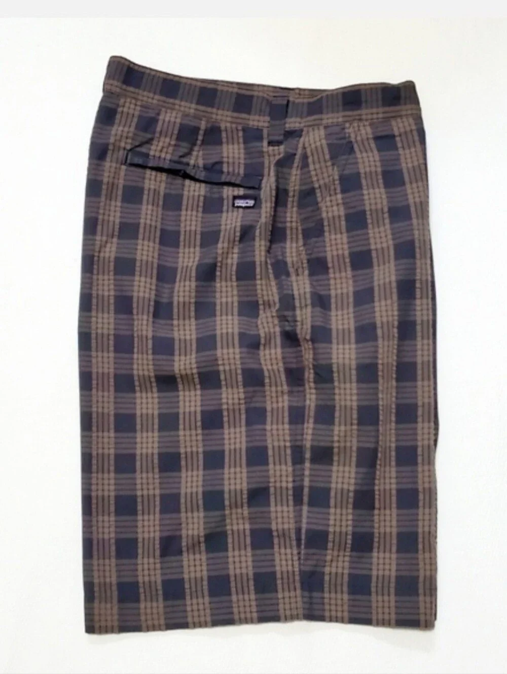 Patagonia Mens Organic Cotton Brown Plaid Shorts 36 Waist